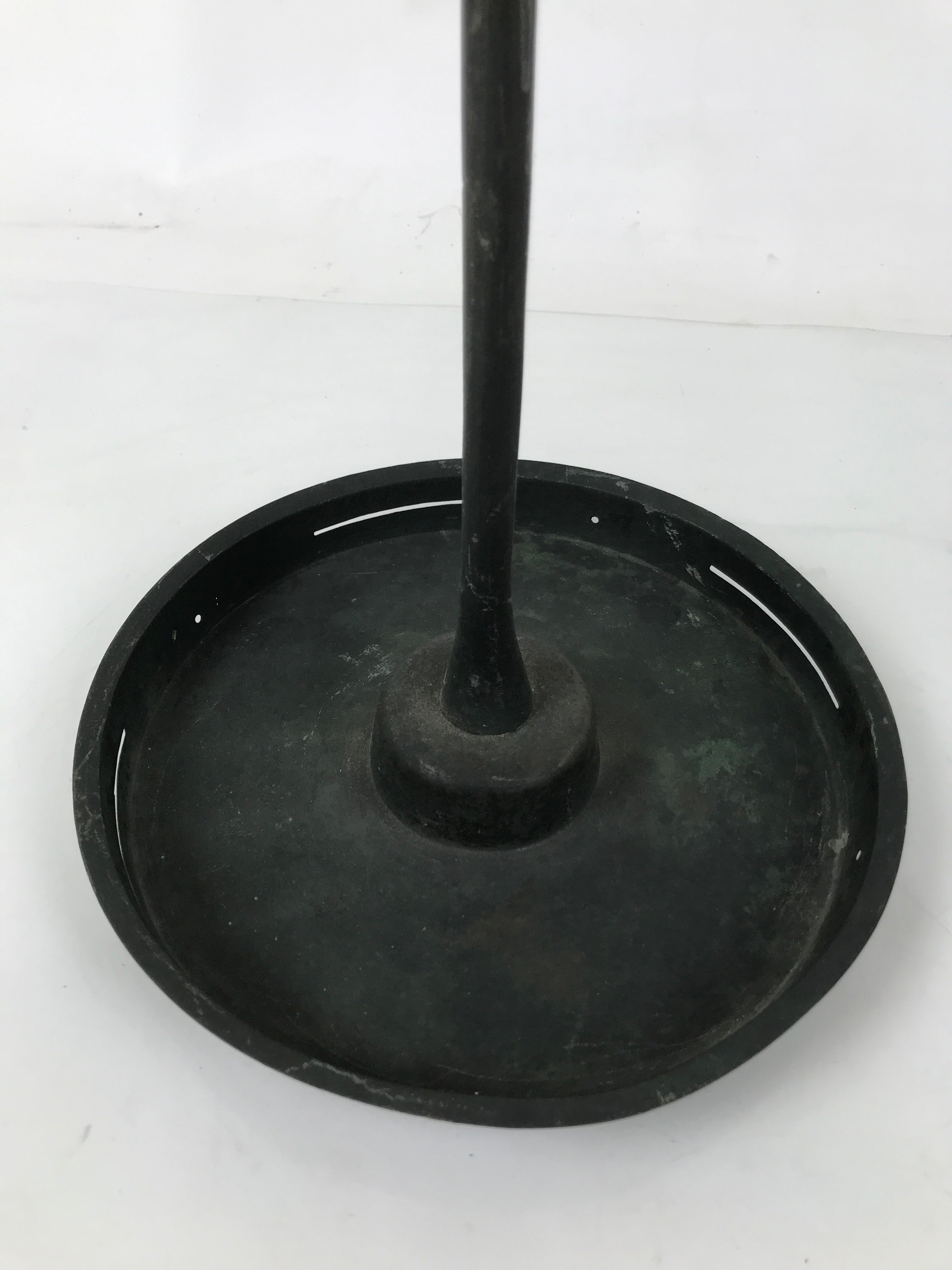 Japanese Buddhist Altar Fitting Bronze Large Candle Stand Metal Shokudai BA598