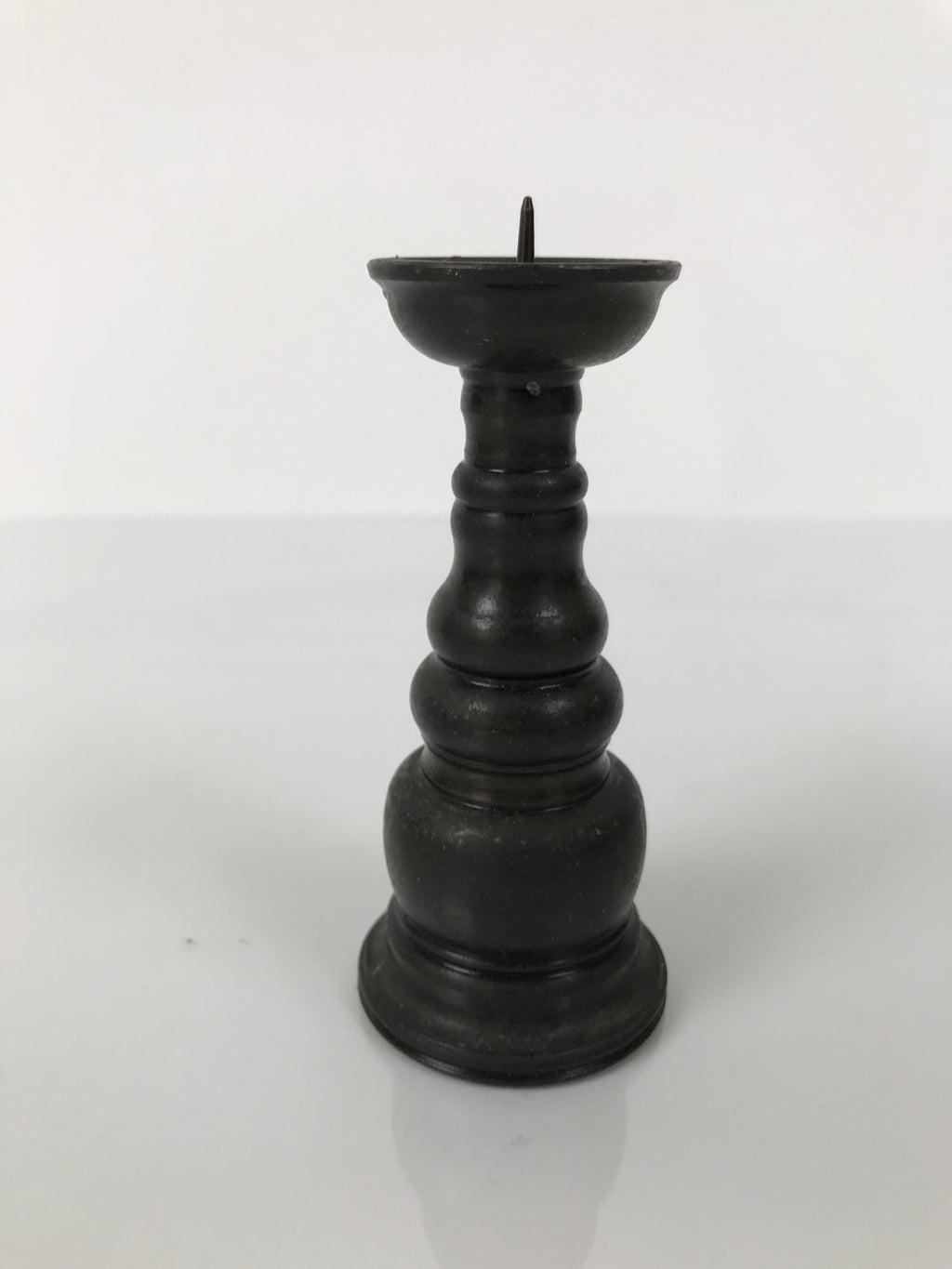 Japanese Buddhist Altar Fitting Bronze Metal Candle Stand Shokudai Brown BA742