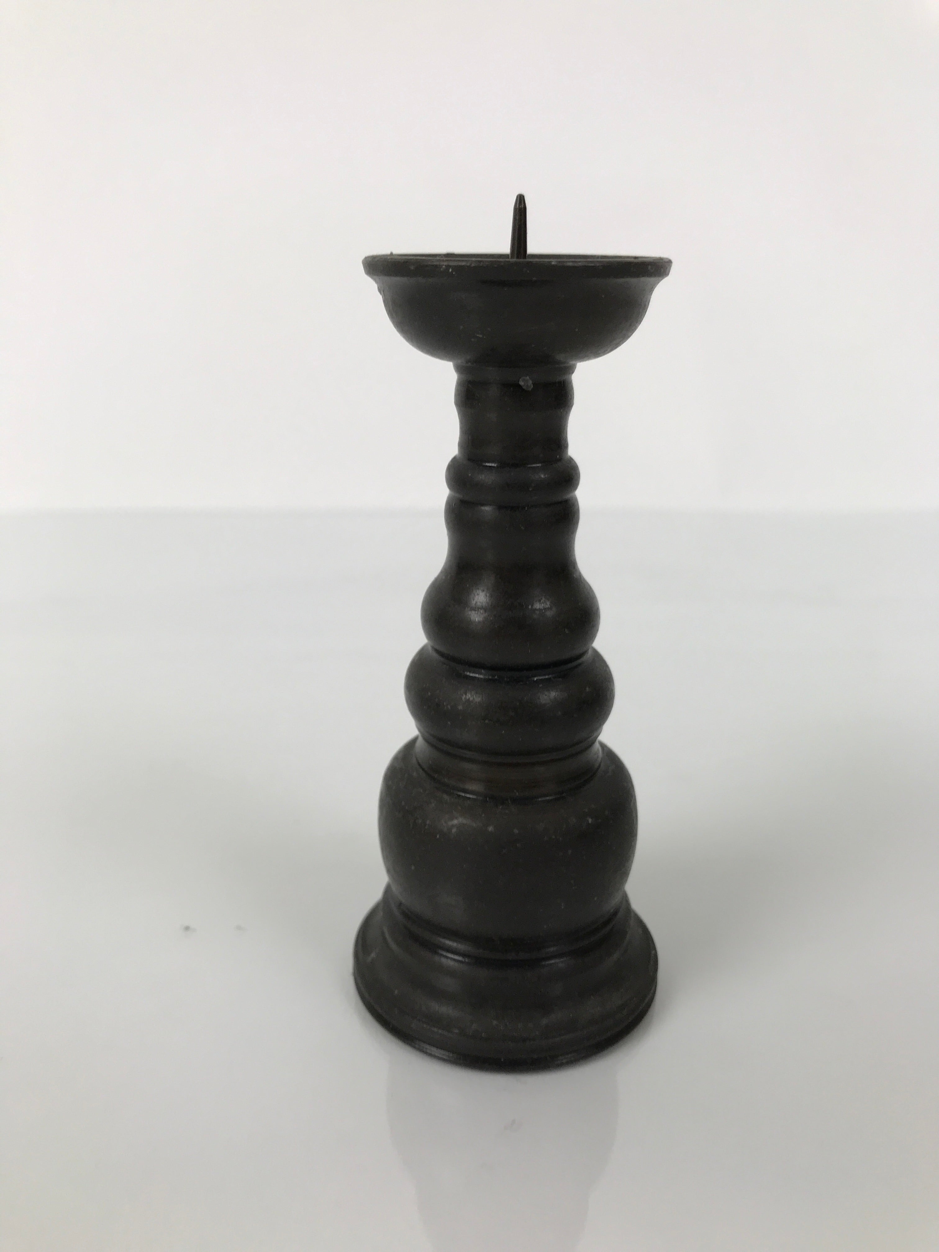 Japanese Buddhist Altar Fitting Bronze Metal Candle Stand Shokudai Brown BA742