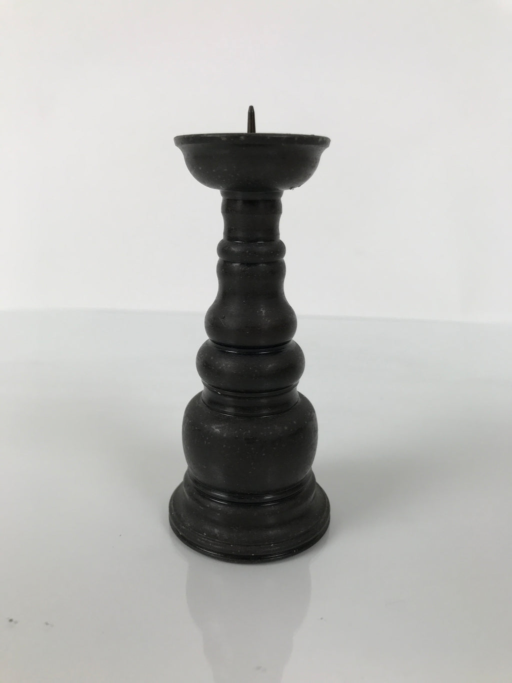 Japanese Buddhist Altar Fitting Bronze Metal Candle Stand Shokudai Brown BA742