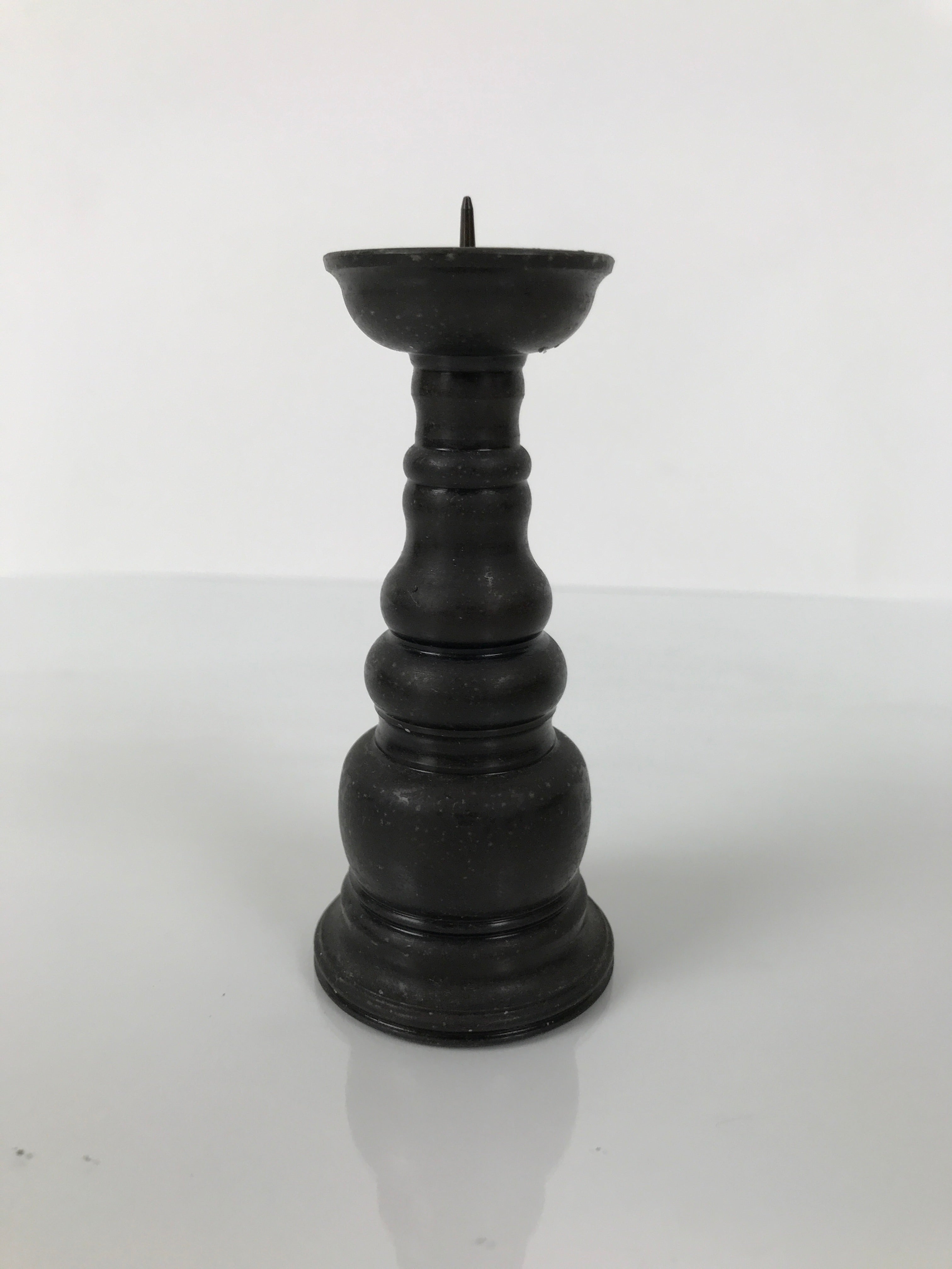 Japanese Buddhist Altar Fitting Bronze Metal Candle Stand Shokudai Brown BA742
