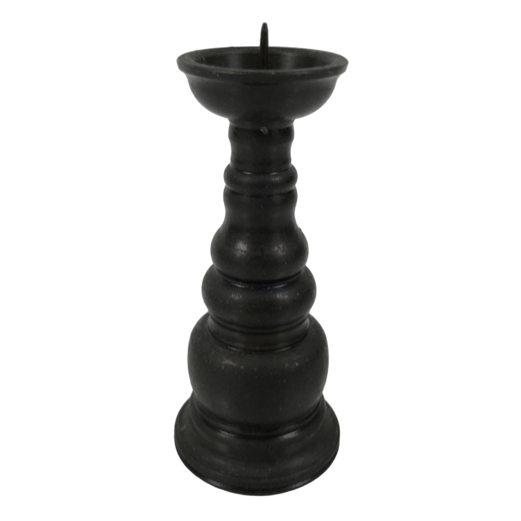 Japanese Buddhist Altar Fitting Bronze Metal Candle Stand Shokudai Brown BA742