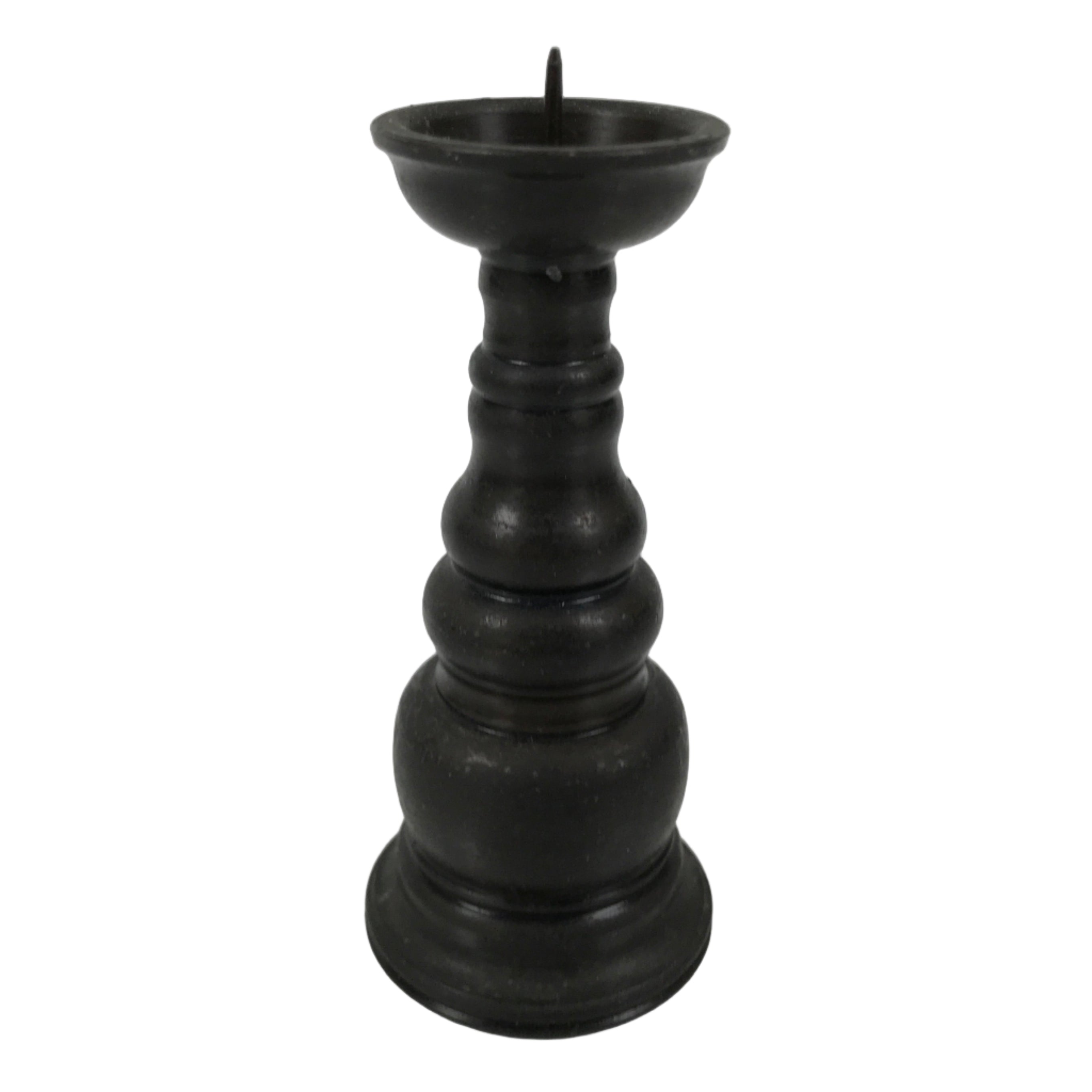 Japanese Buddhist Altar Fitting Bronze Metal Candle Stand Shokudai Brown BA742