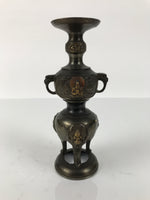 Japanese Buddhist Altar Fitting Bronze Metal Candle Stand Shokudai Brown BA768