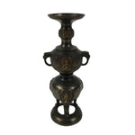Japanese Buddhist Altar Fitting Bronze Metal Candle Stand Shokudai Brown BA768