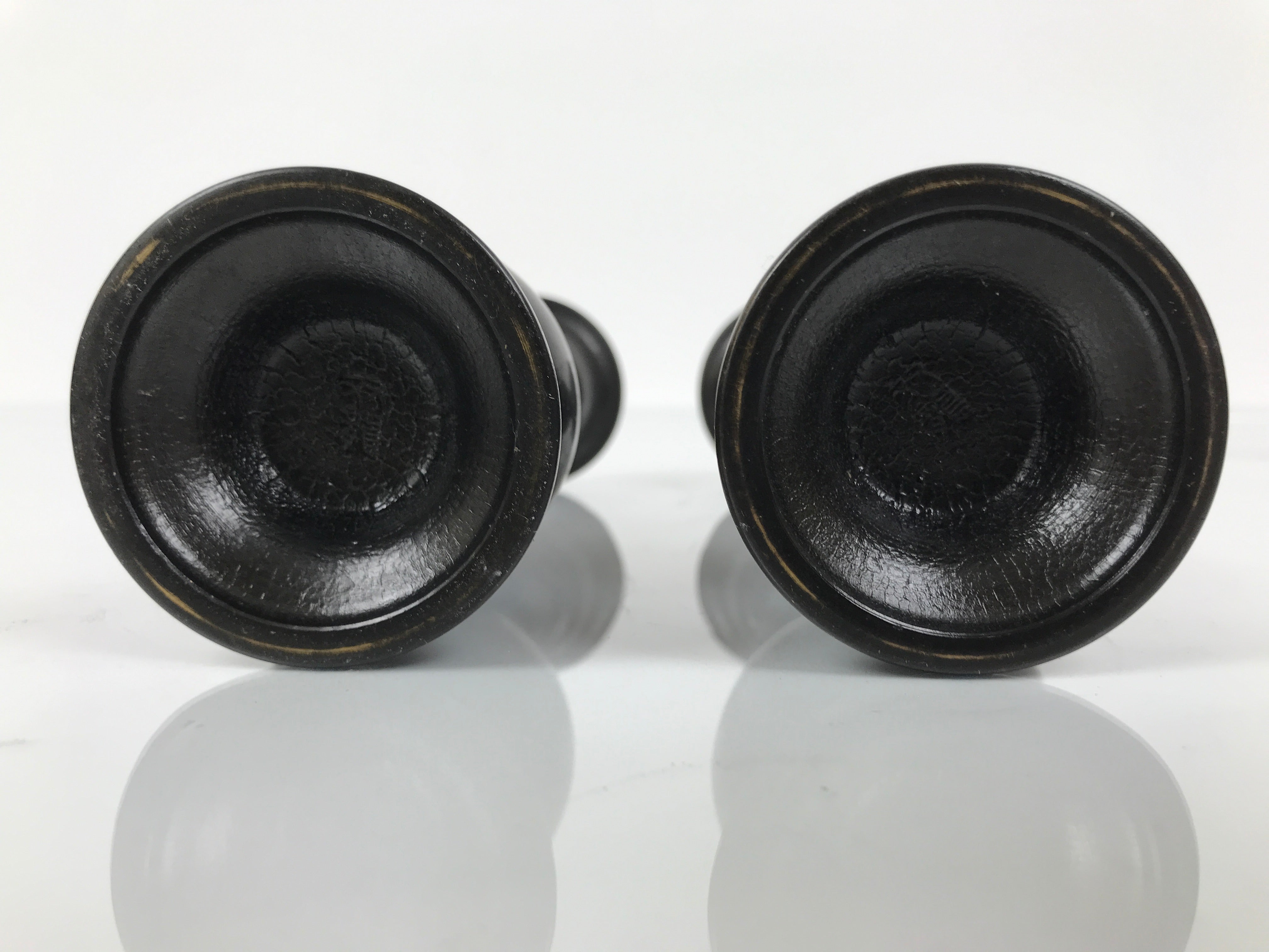 Japanese Buddhist Altar Fitting Bronze Metal Candle Stand Vtg Shokudai 2pc BA744