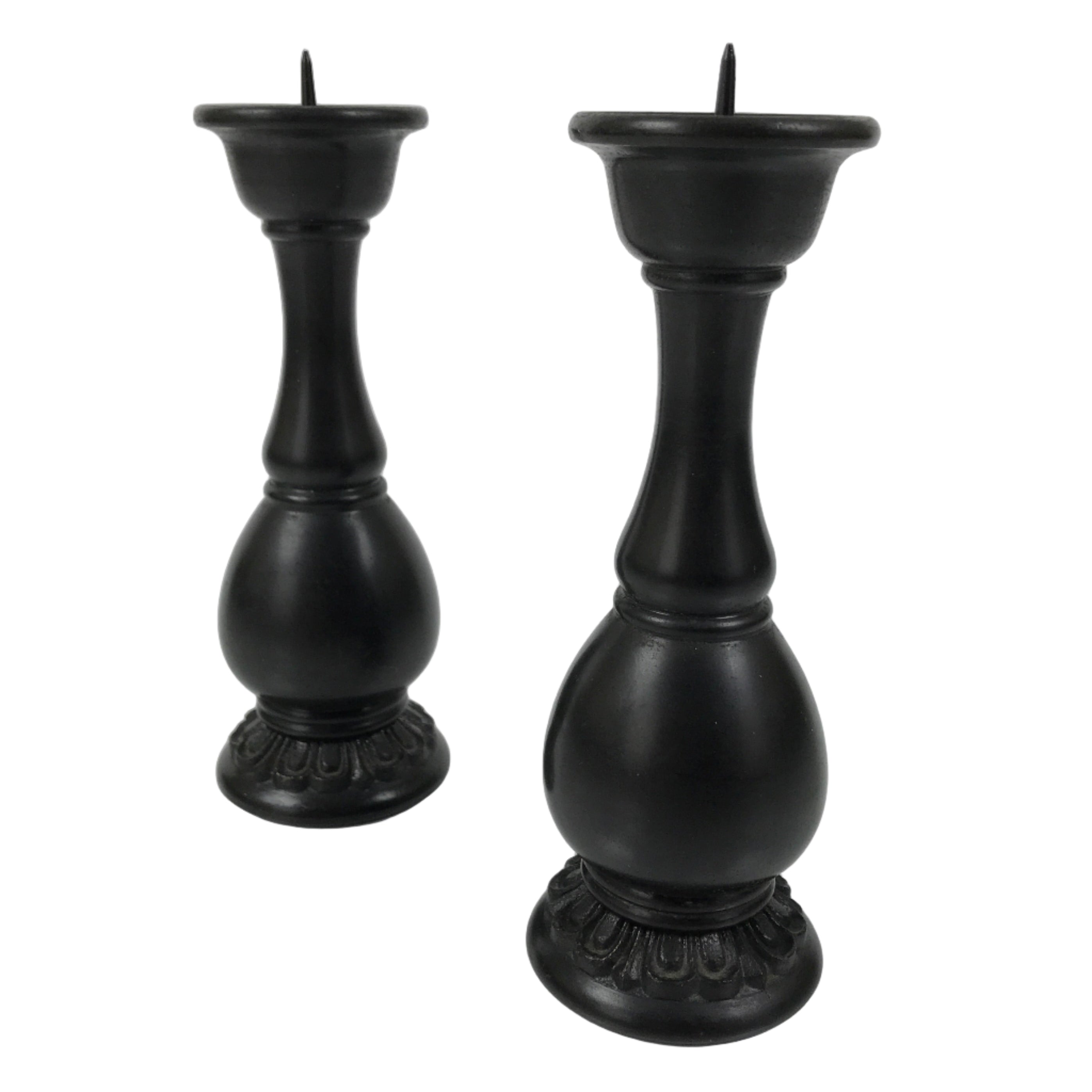 Japanese Buddhist Altar Fitting Bronze Metal Candle Stand Vtg Shokudai 2pc BA744