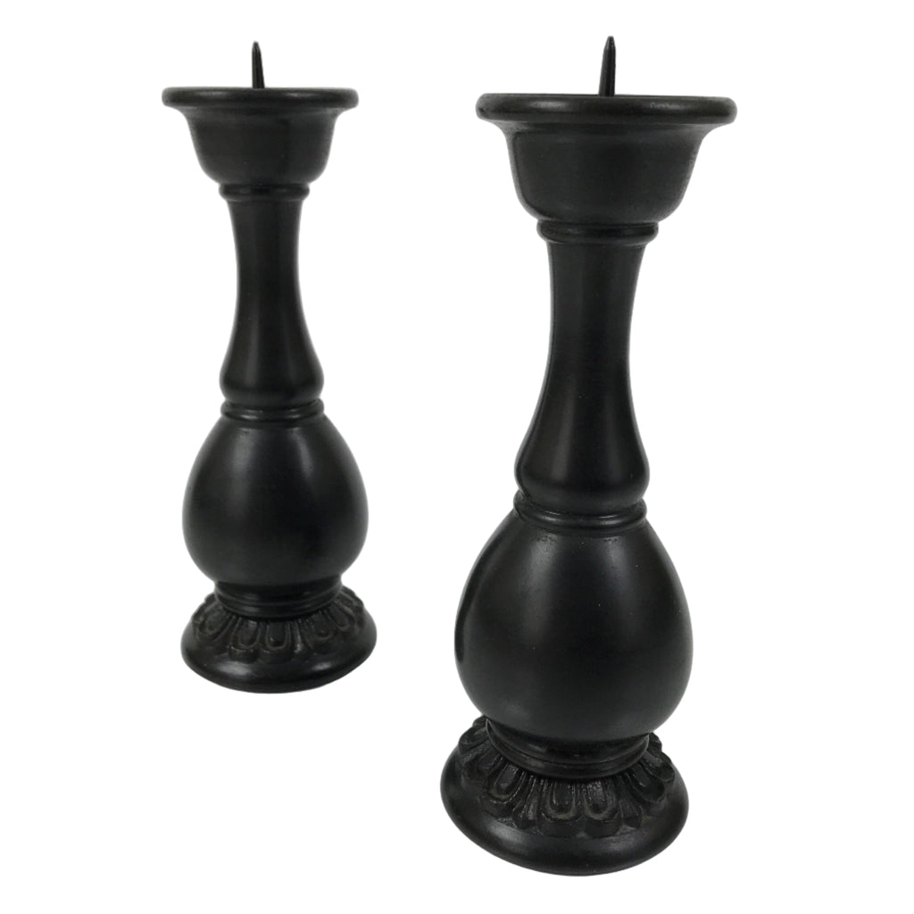Japanese Buddhist Altar Fitting Bronze Metal Candle Stand Vtg Shokudai 2pc BA744