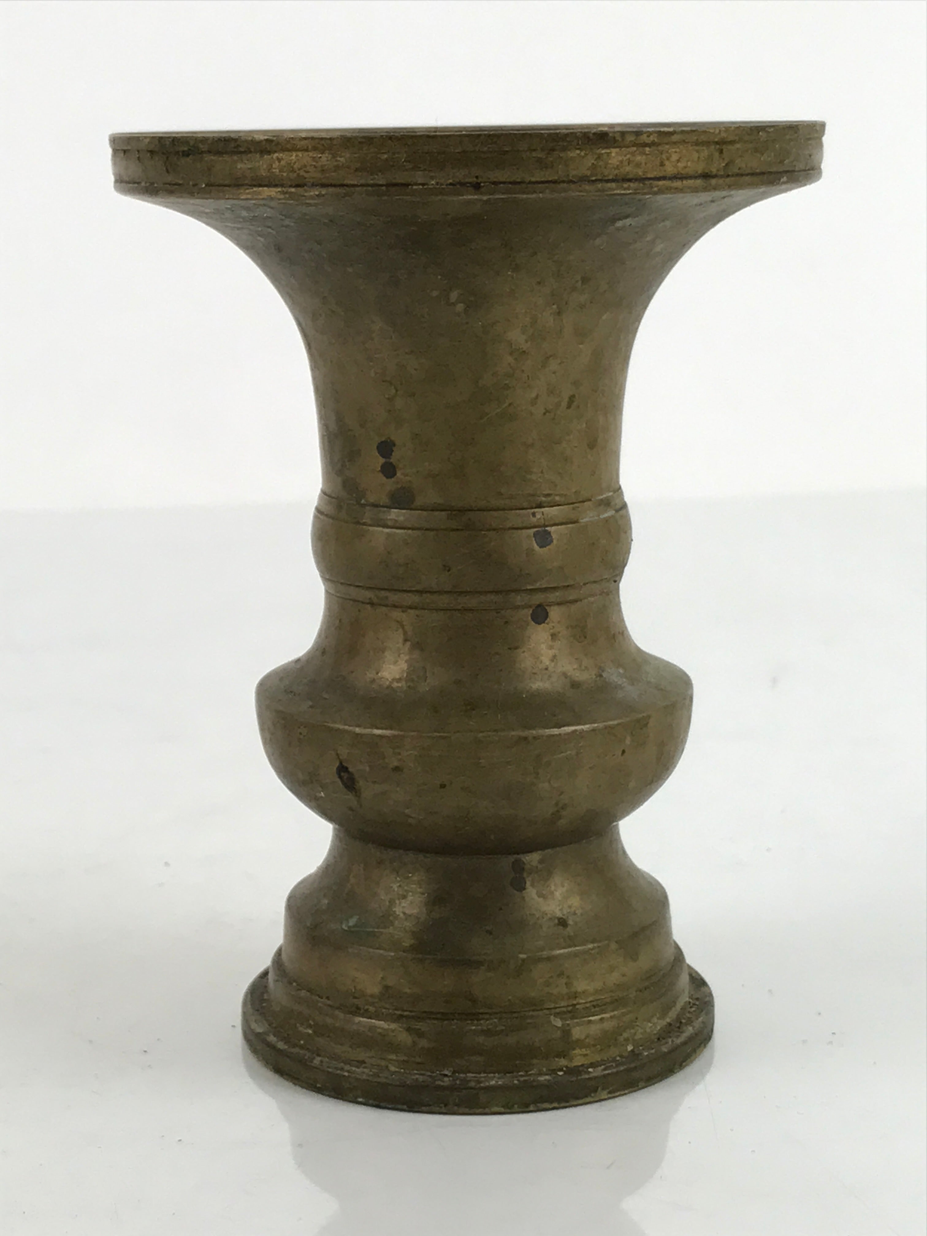 Japanese Buddhist Altar Fitting Bronze Metal Flower Vase Vtg Hanatate Gold BA332