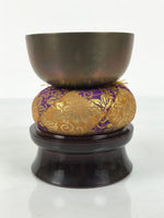 Japanese Buddhist Altar Fitting Bronze Orin Bell Singing Bowl Resin Stand BA905