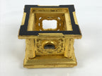 Japanese Buddhist Altar Fitting Bronze Orin Bell Singing Bowl Wood Stand BA902