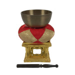 Japanese Buddhist Altar Fitting Bronze Orin Bell Singing Bowl Wood Stand BA902
