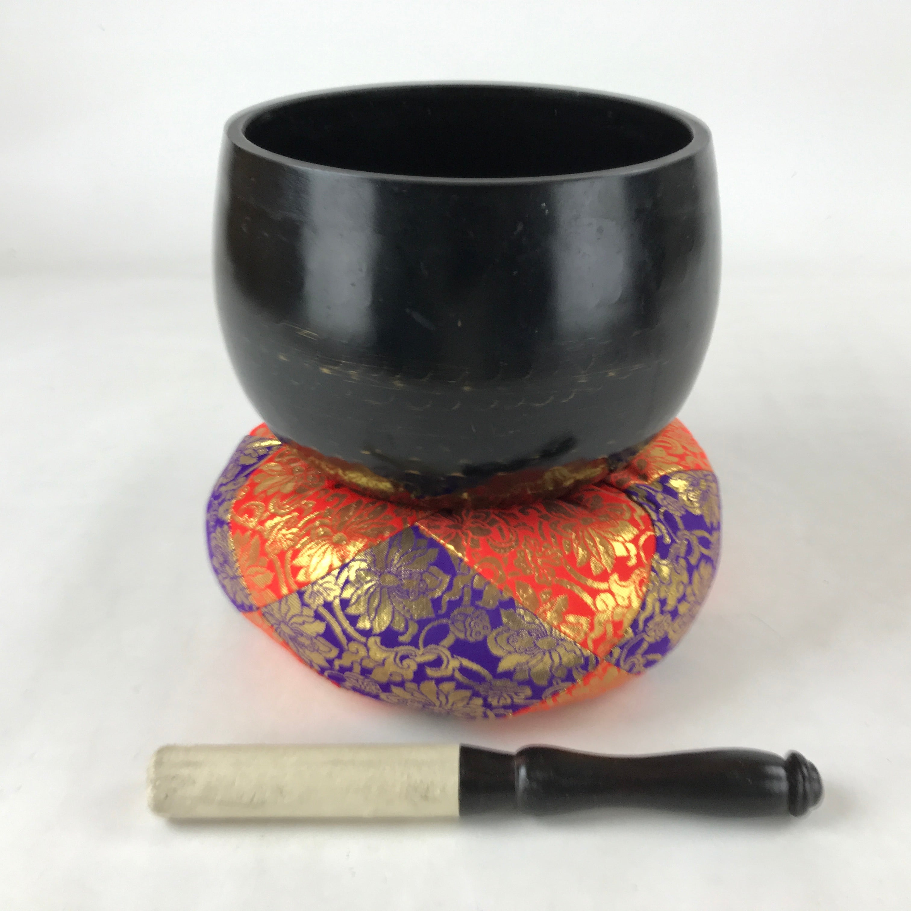 Japanese Buddhist Altar Fitting Bronze Orin Bell Vtg Singing Bowl Pillow BA246