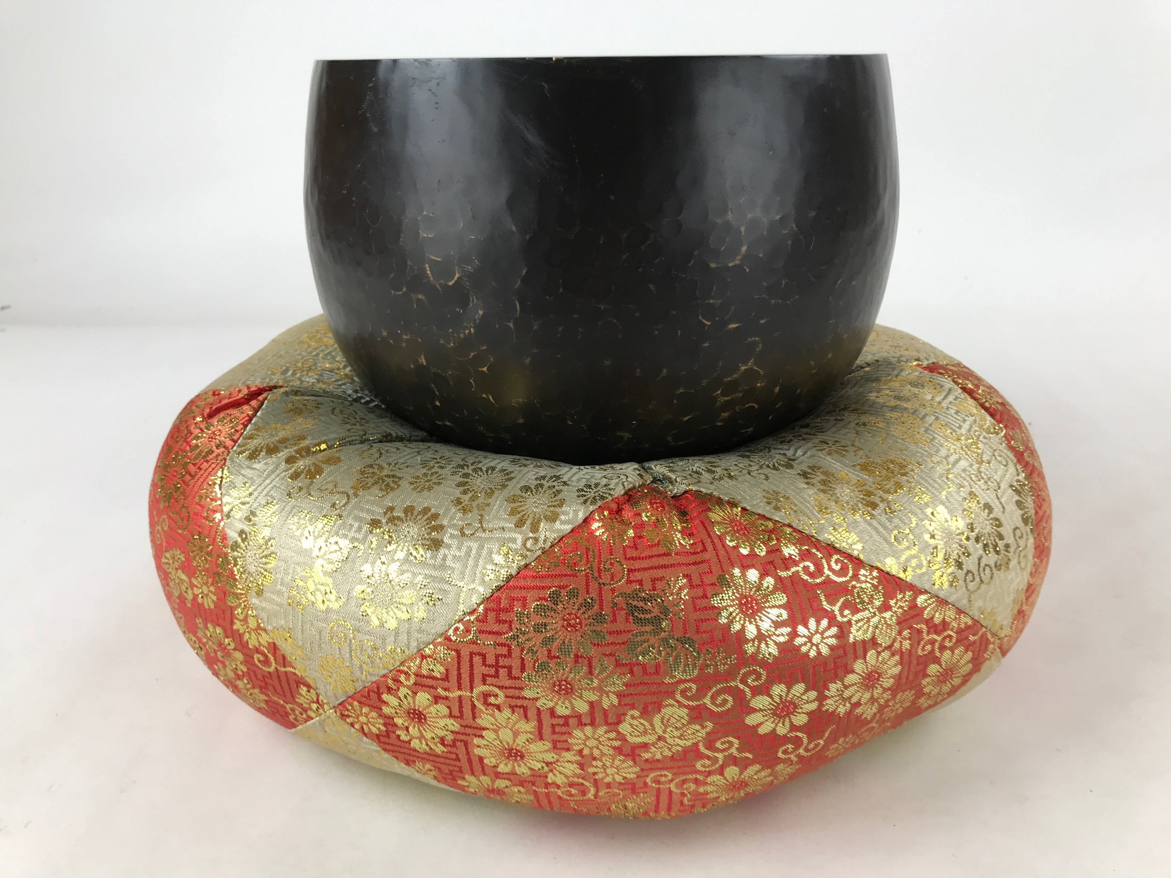Japanese Buddhist Altar Fitting Bronze Orin Bell Vtg Singing Bowl Pillow BA247