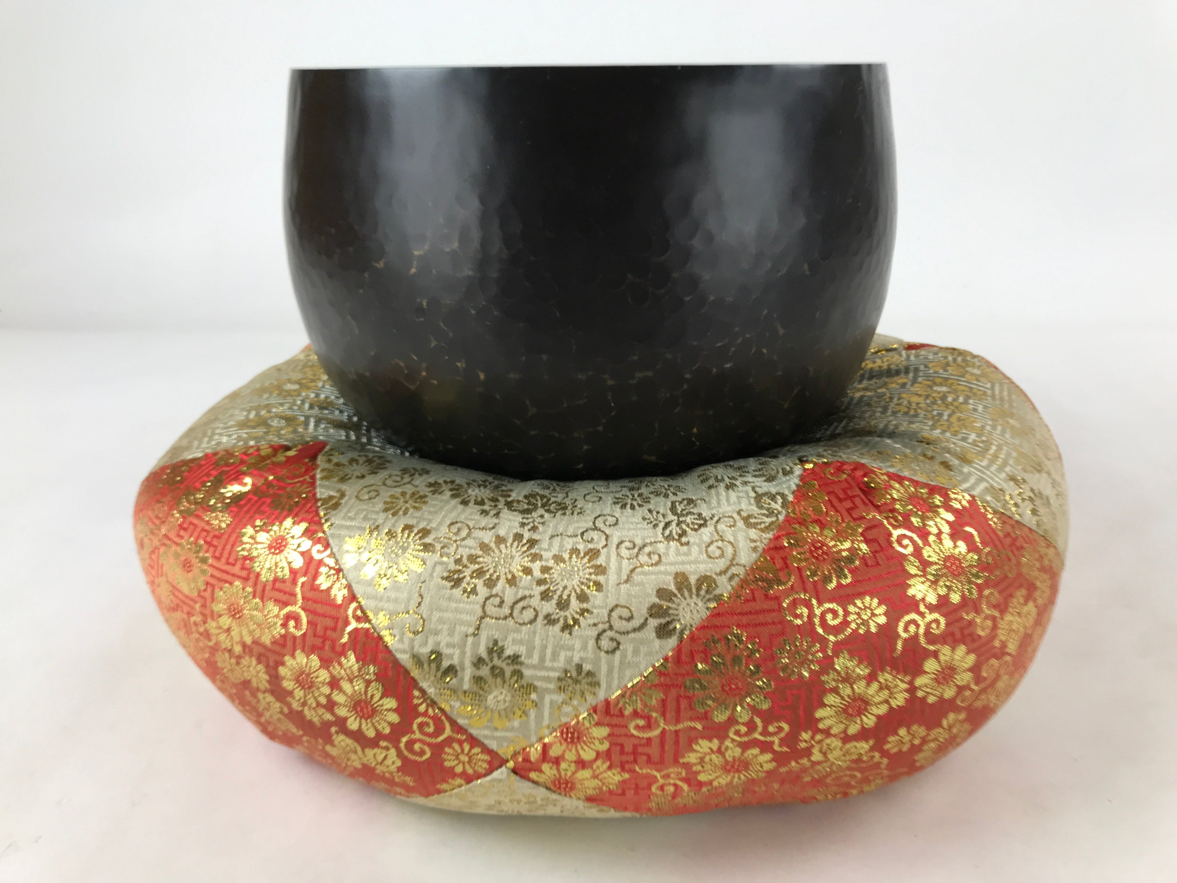 Japanese Buddhist Altar Fitting Bronze Orin Bell Vtg Singing Bowl Pillow BA247