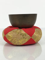 Japanese Buddhist Altar Fitting Bronze Orin Bell Vtg Singing Bowl Pillow BA820