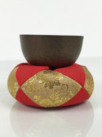 Japanese Buddhist Altar Fitting Bronze Orin Bell Vtg Singing Bowl Pillow BA820