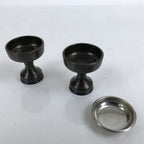 Japanese Buddhist Altar Fitting Bronze Rice Offering Cup Vtg Small 2pc BA360