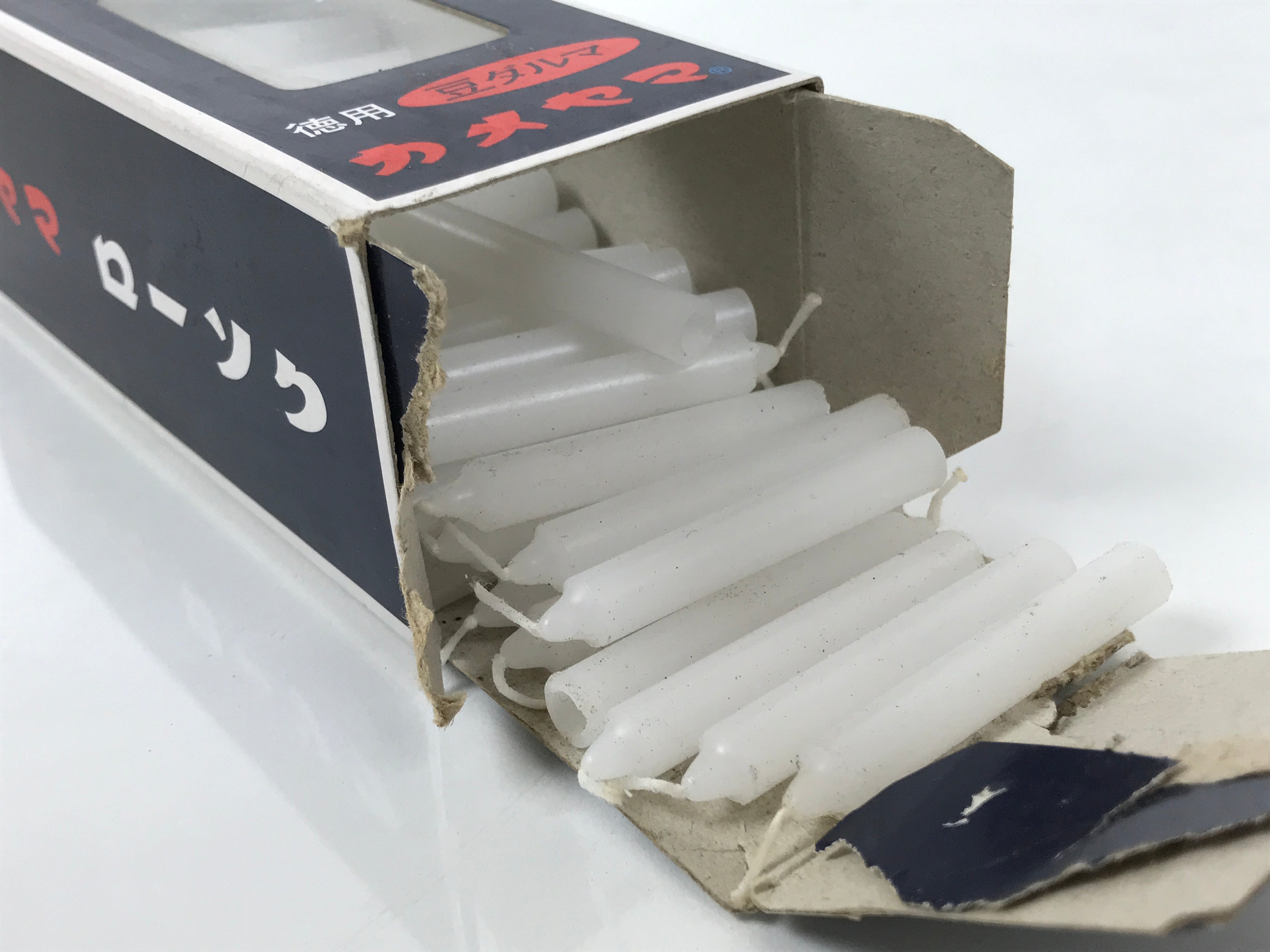 Japanese Buddhist Altar Fitting Candle Set Vtg Kameyama Rosoku Paper Box BA812