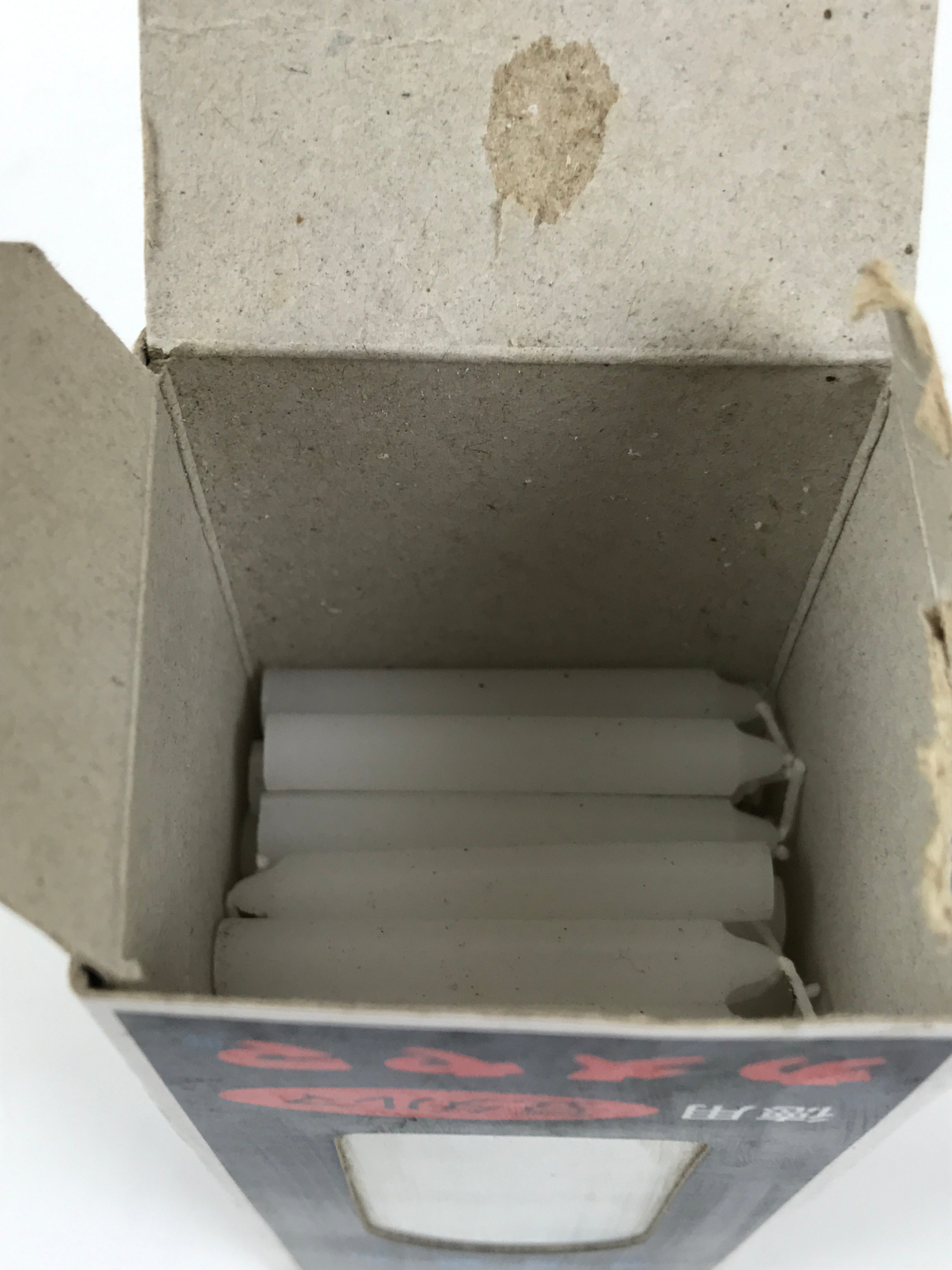 Japanese Buddhist Altar Fitting Candle Set Vtg Kameyama Rosoku Paper Box BA812