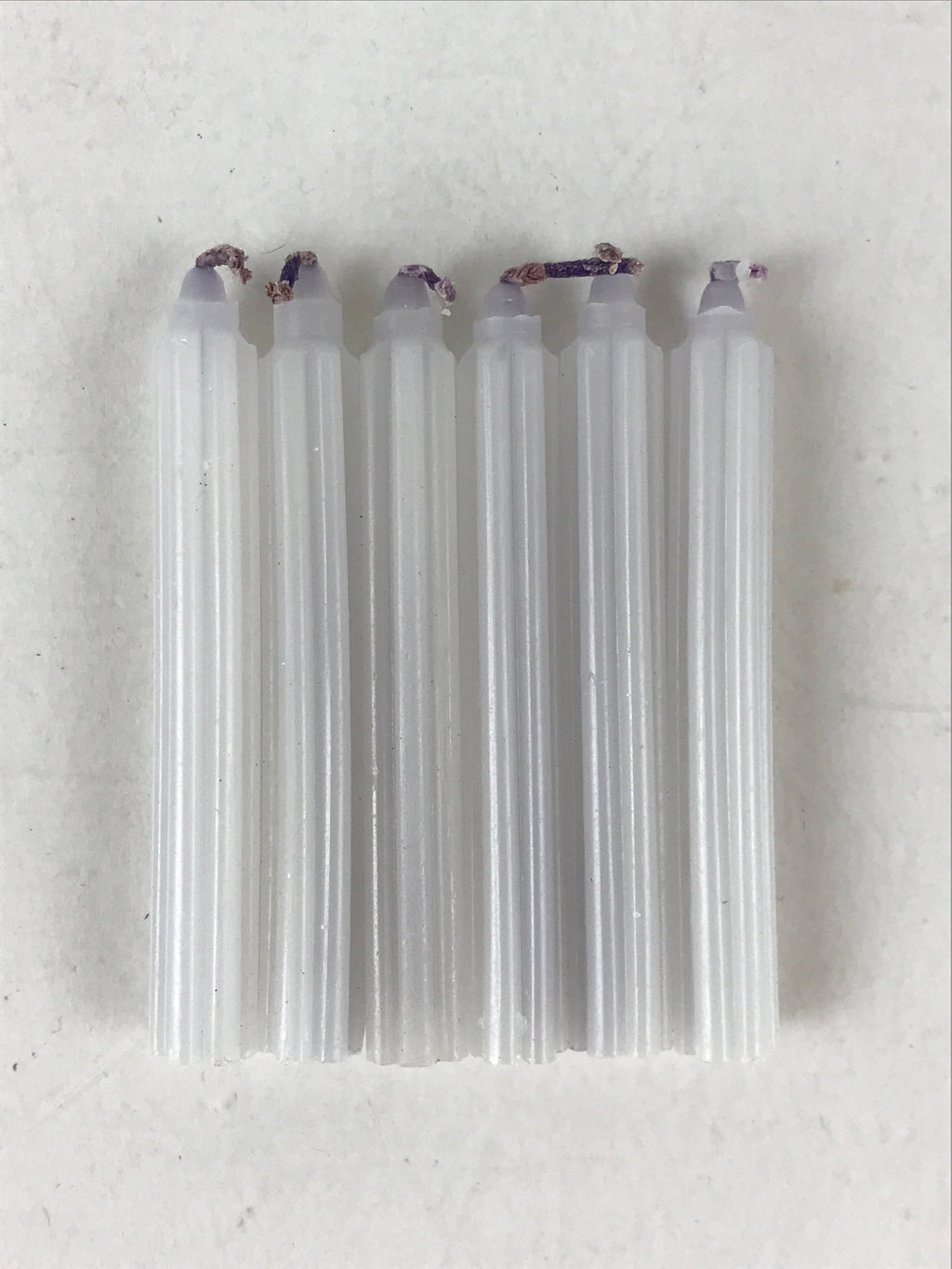 Japanese Buddhist Altar Fitting Candle Set Vtg White Purple Rosoku 6.5 cm BU985
