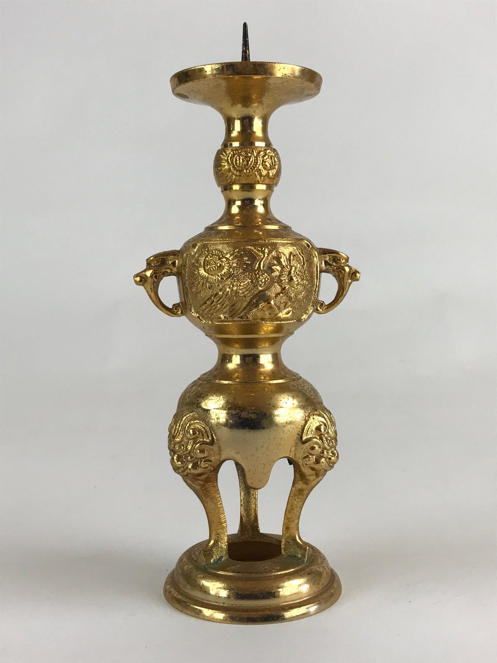 Japanese Buddhist Altar Fitting Candle Stand Brass Shokudai Butsudan Gold BU910