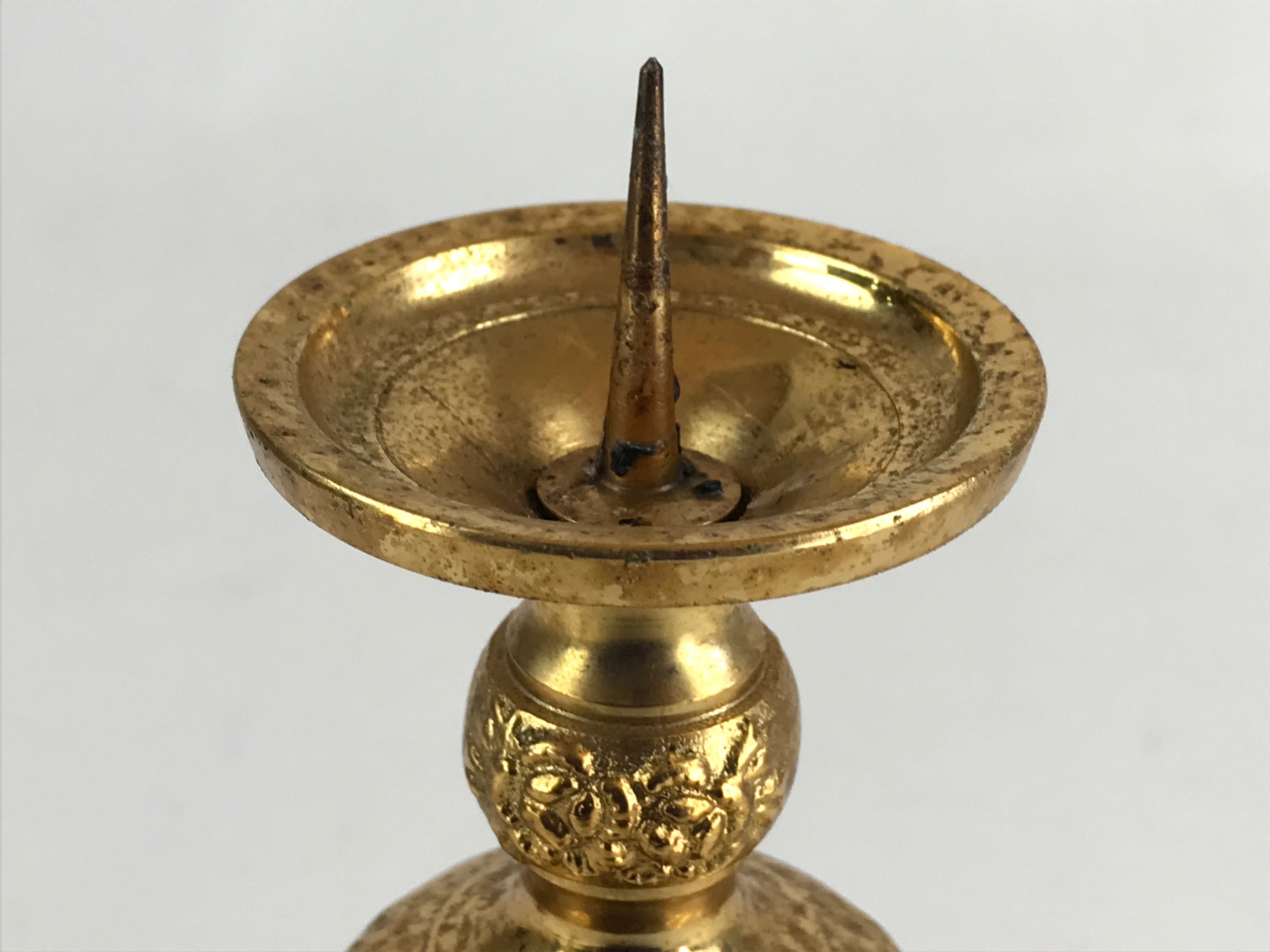 Japanese Buddhist Altar Fitting Candle Stand Brass Shokudai Butsudan Gold BU910