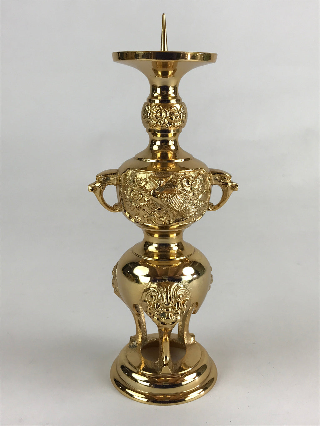 Japanese Buddhist Altar Fitting Candle Stand Brass Shokudai Butsudan Gold BU911