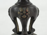 Japanese Buddhist Altar Fitting Candle Stand Bronze Shokudai Birds Brown BA23