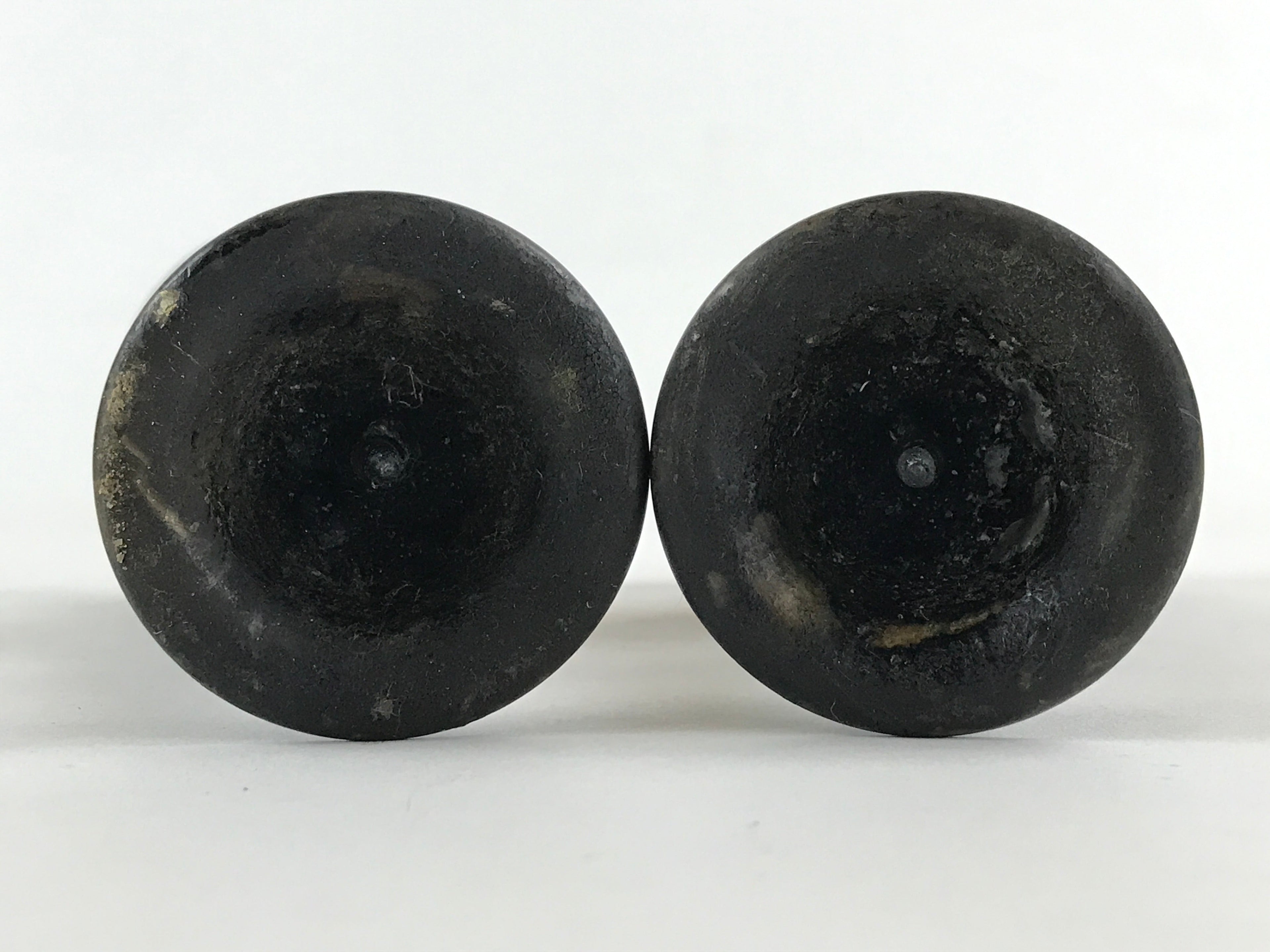 Japanese Buddhist Altar Fitting Candle Stand Set Vtg Bronze Shokudai Black BA5