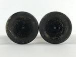 Japanese Buddhist Altar Fitting Candle Stand Set Vtg Bronze Shokudai Black BA5