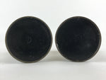 Japanese Buddhist Altar Fitting Candle Stand Set Vtg Bronze Shokudai Black BA5