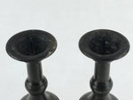 Japanese Buddhist Altar Fitting Candle Stand Set Vtg Bronze Shokudai Black BA5