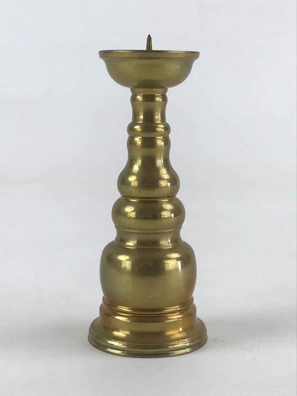 Japanese Buddhist Altar Fitting Candle Stand Vtg Brass Shokudai Gold BA21