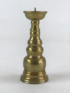 Japanese Buddhist Altar Fitting Candle Stand Vtg Brass Shokudai Gold BA21