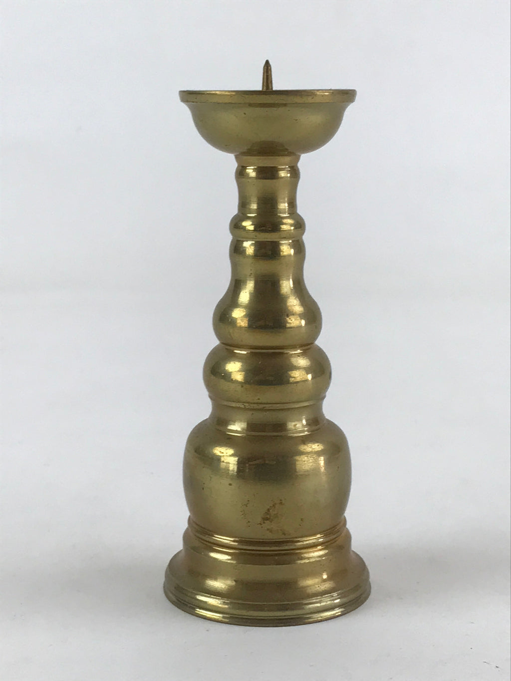 Japanese Buddhist Altar Fitting Candle Stand Vtg Brass Shokudai Gold BA21