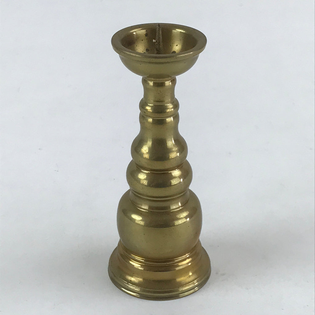 Japanese Buddhist Altar Fitting Candle Stand Vtg Brass Shokudai Gold BA21