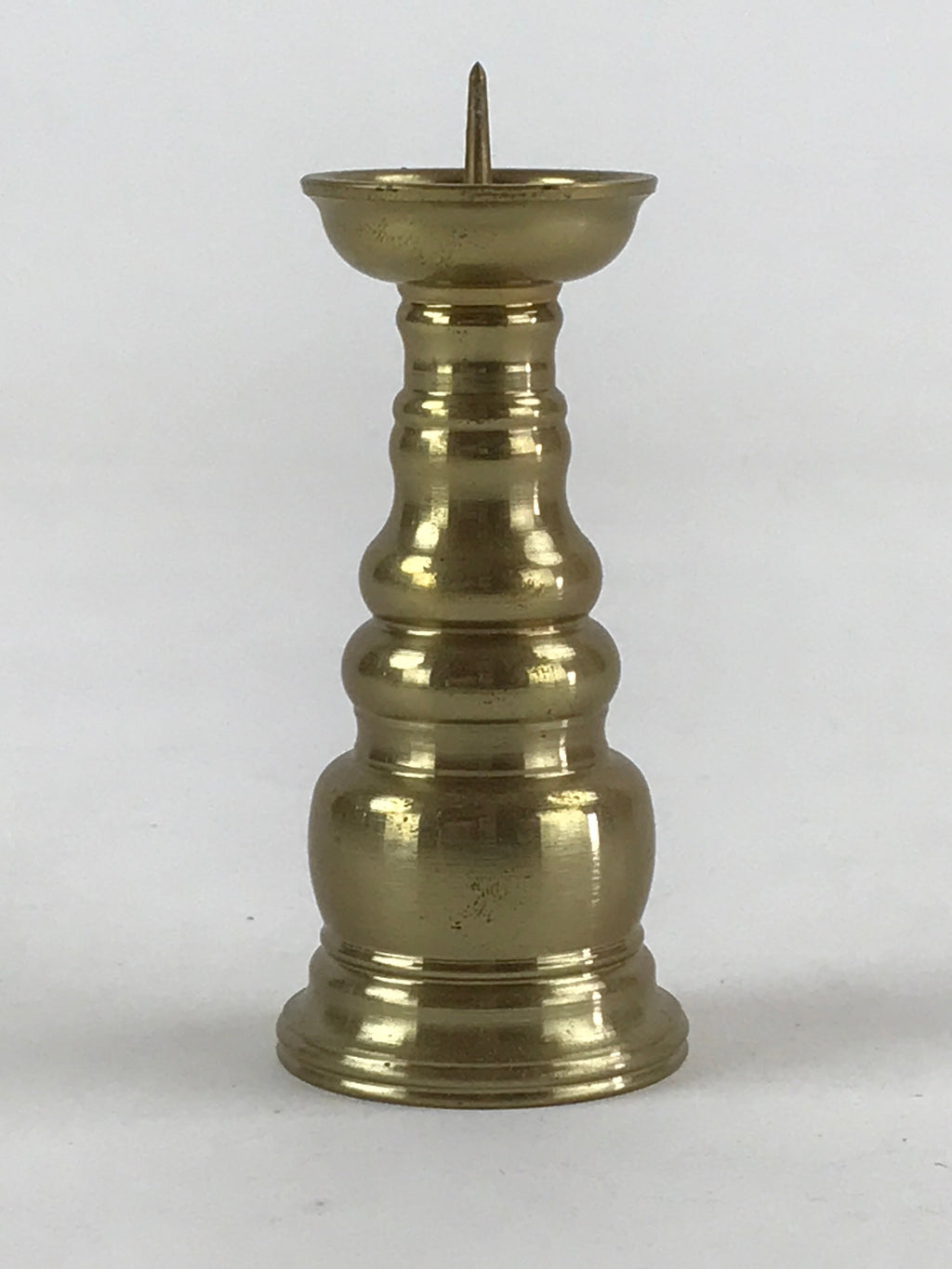 Japanese Buddhist Altar Fitting Candle Stand Vtg Brass Shokudai Gold BA22