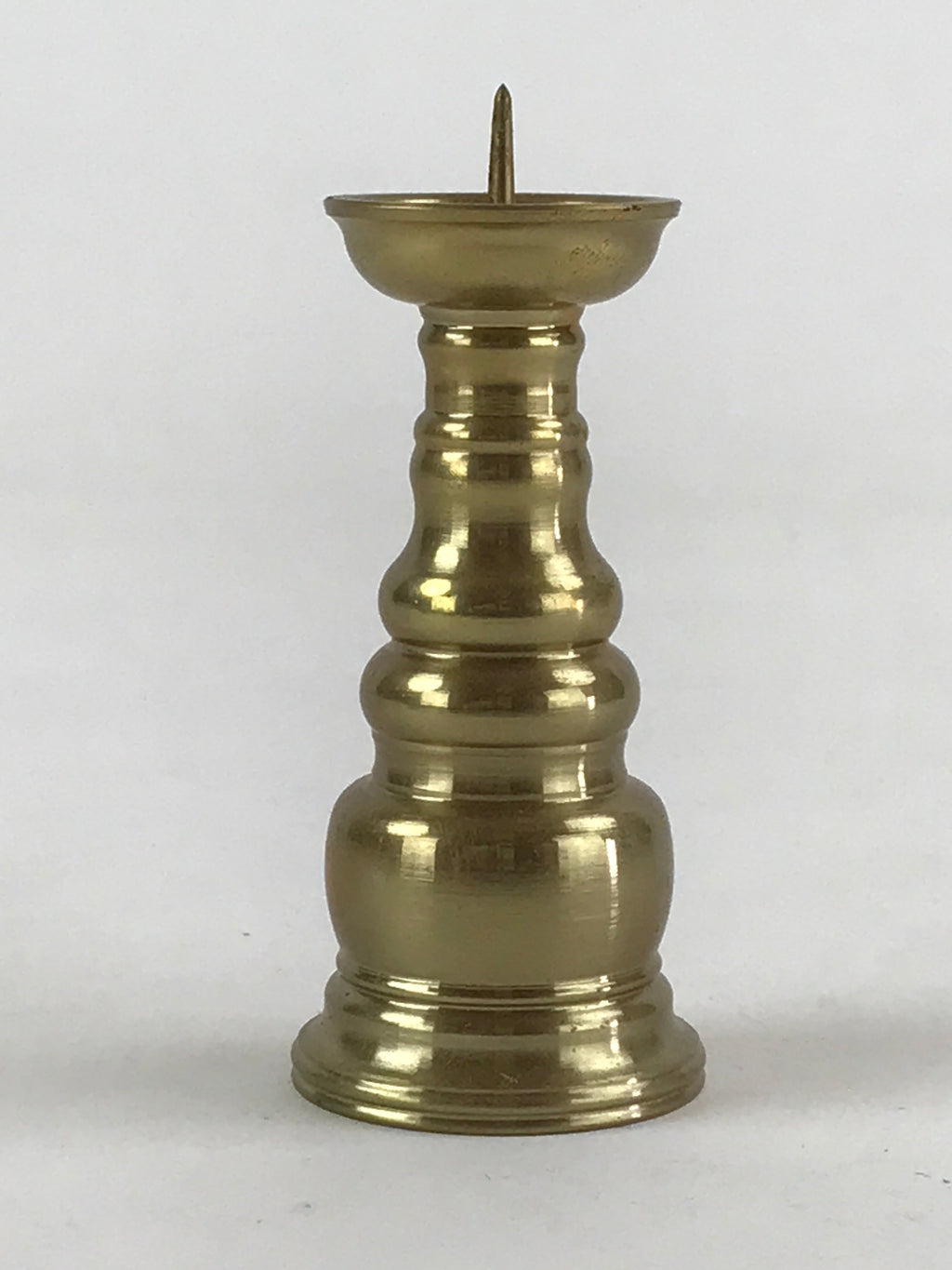 Japanese Buddhist Altar Fitting Candle Stand Vtg Brass Shokudai Gold BA22