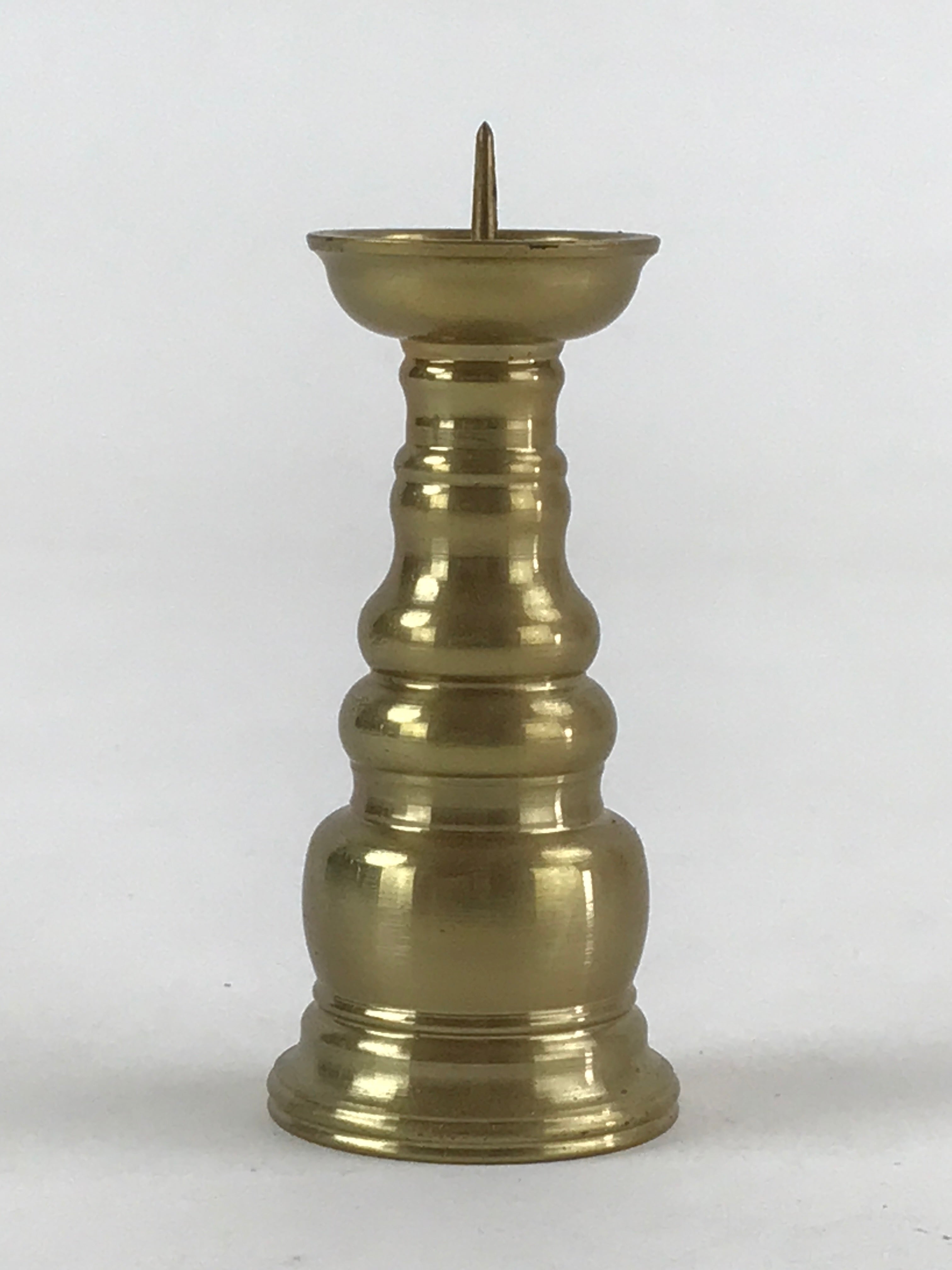Japanese Buddhist Altar Fitting Candle Stand Vtg Brass Shokudai Gold BA22