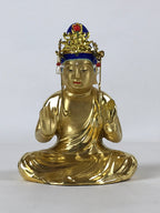 Japanese Buddhist Altar Fitting Ceramic Buddhist Figure Vtg Gold Blue BD941