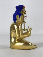 Japanese Buddhist Altar Fitting Ceramic Buddhist Figure Vtg Gold Blue BD941