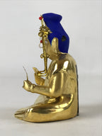 Japanese Buddhist Altar Fitting Ceramic Buddhist Figure Vtg Gold Blue BD941
