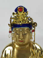 Japanese Buddhist Altar Fitting Ceramic Buddhist Figure Vtg Gold Blue BD941