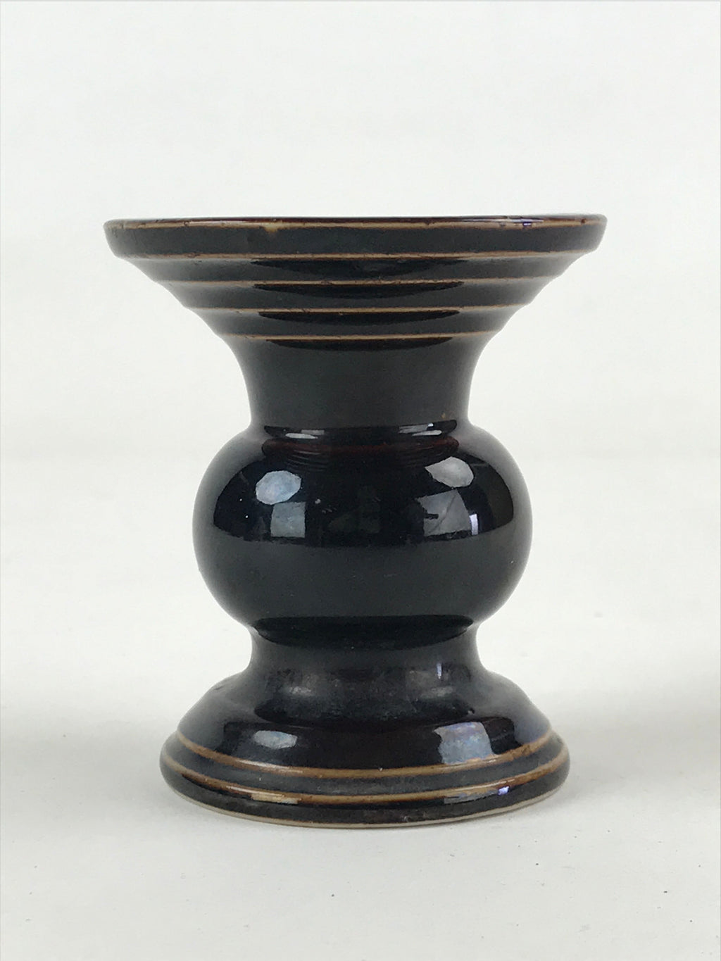 Japanese Buddhist Altar Fitting Ceramic Flower Vase Vtg Butsugu Brown BA53