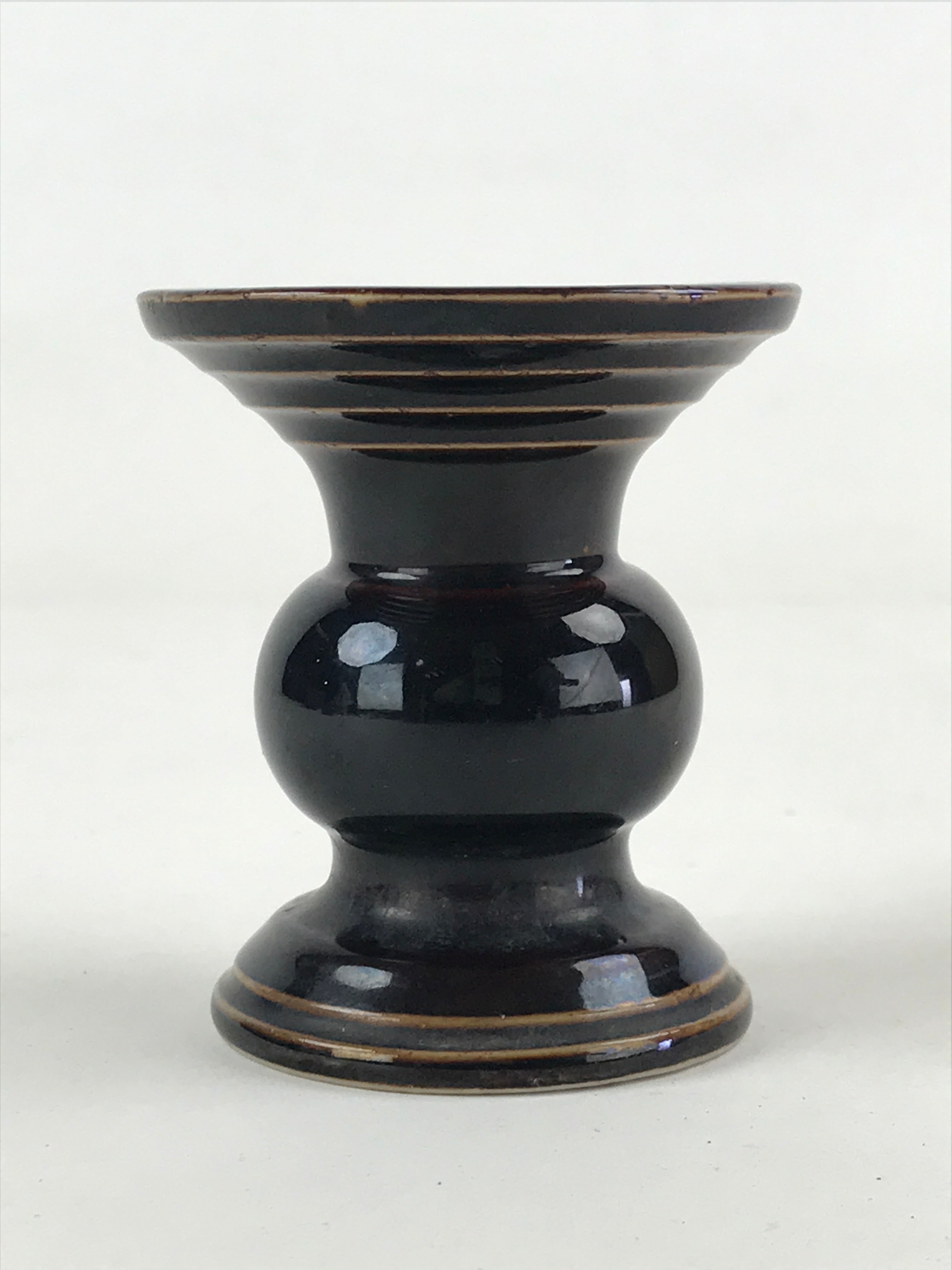 Japanese Buddhist Altar Fitting Ceramic Flower Vase Vtg Butsugu Brown BA53