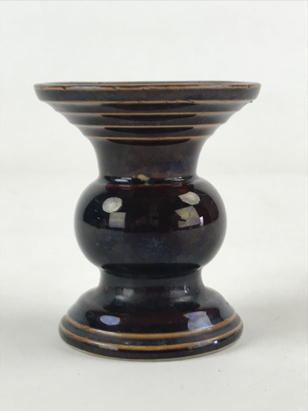 Japanese Buddhist Altar Fitting Ceramic Flower Vase Vtg Butsugu Brown BA53