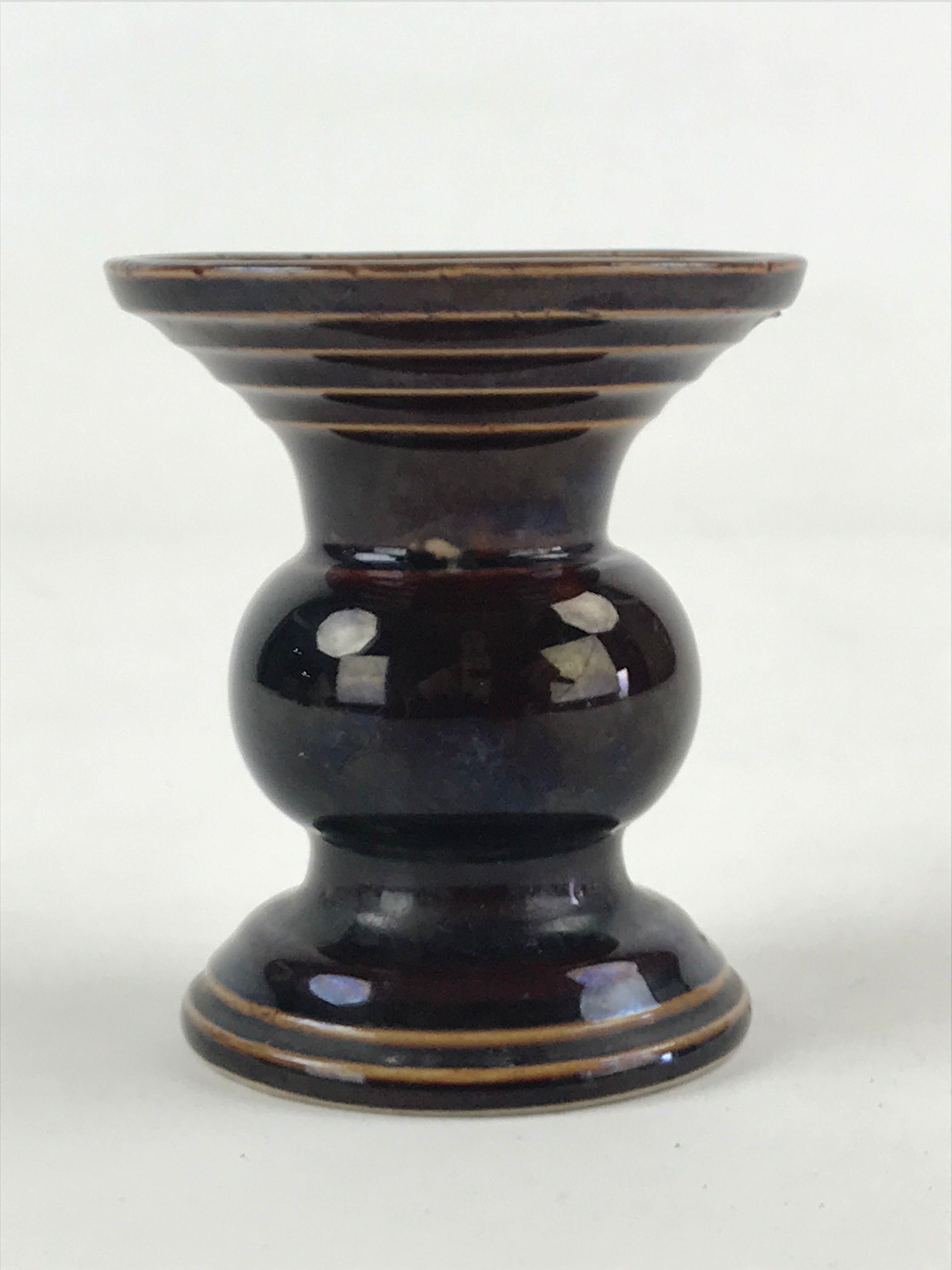 Japanese Buddhist Altar Fitting Ceramic Flower Vase Vtg Butsugu Brown BA53