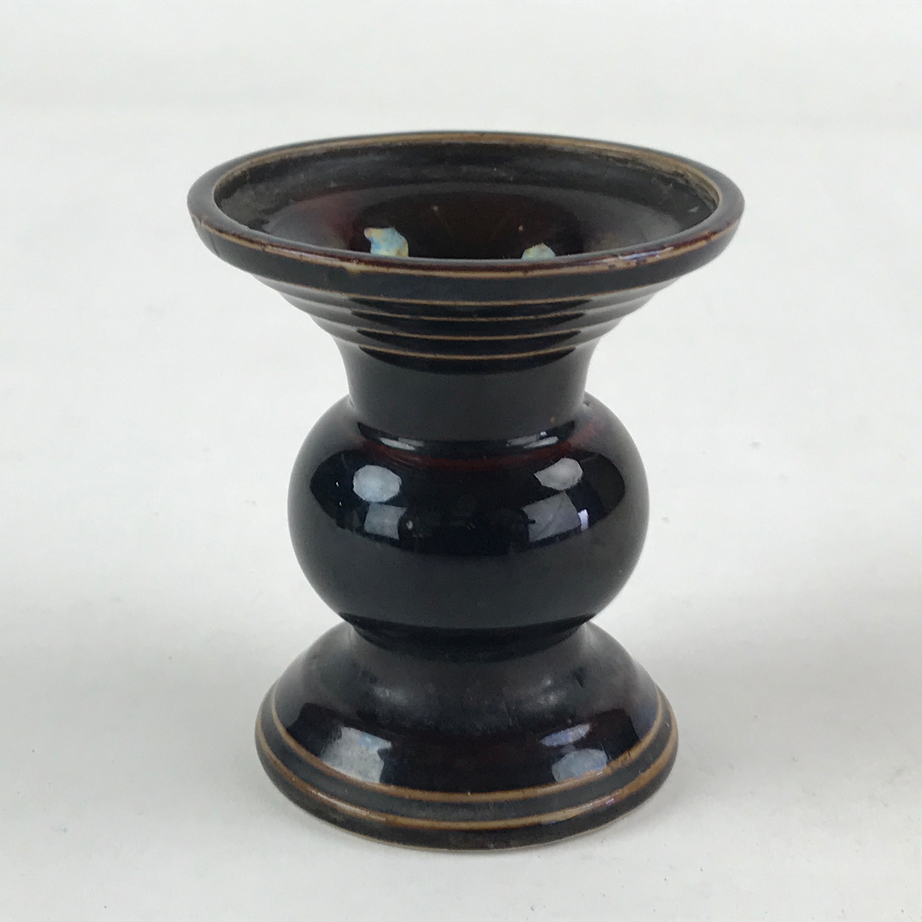 Japanese Buddhist Altar Fitting Ceramic Flower Vase Vtg Butsugu Brown BA53