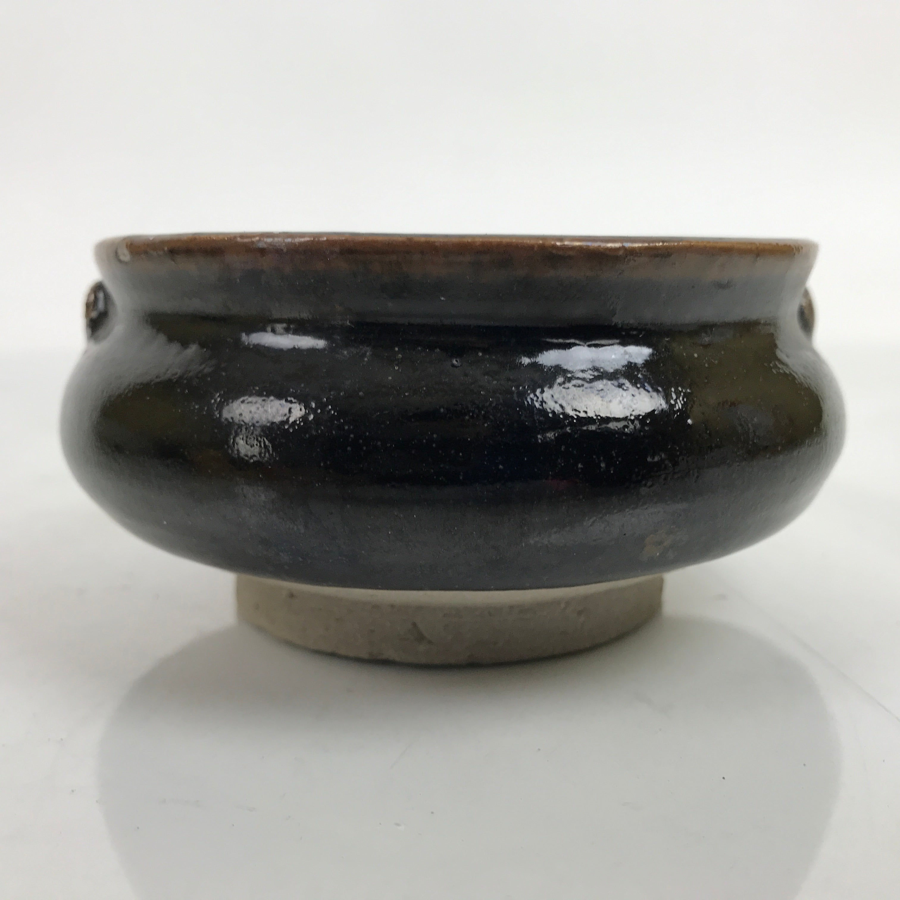 Japanese Buddhist Altar Fitting Ceramic Incense Burner Vtg Koro Black BA363